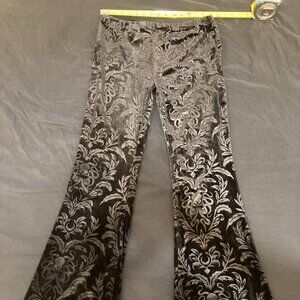 Embossed velvet black on black flare pants